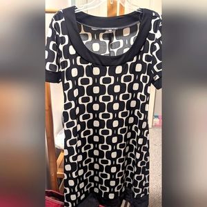 Tiana B black and white geometric dress